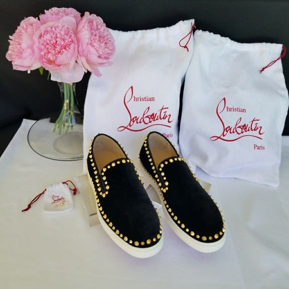 Christian Louboutin Shoes - NWOT Christian Louboutin Black Velvet Sneakers 40